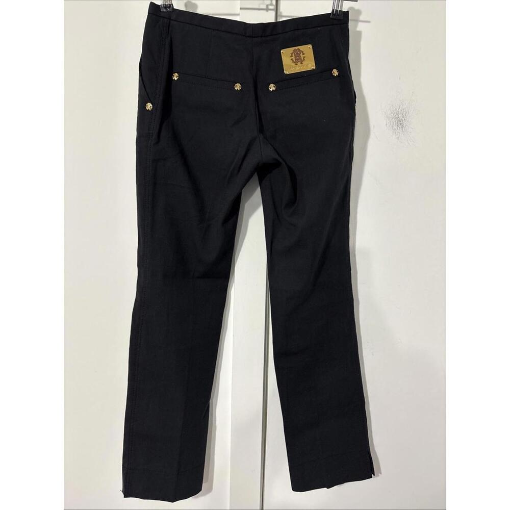 Roberto Cavalli Black Pants with Gold Hardware